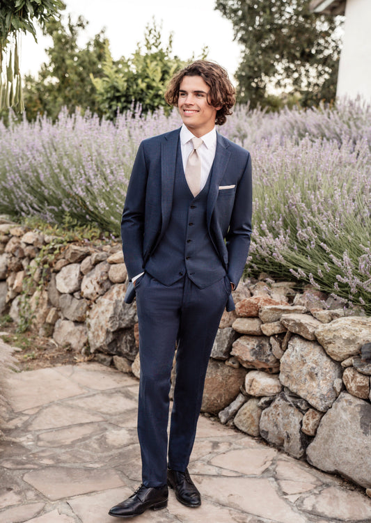 Ridge Denim Blue Suit by Allure Men